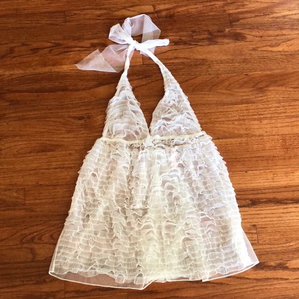 Victoria’s Secret white lingerie top bridal, wedding, bride, honeymoon sz med
